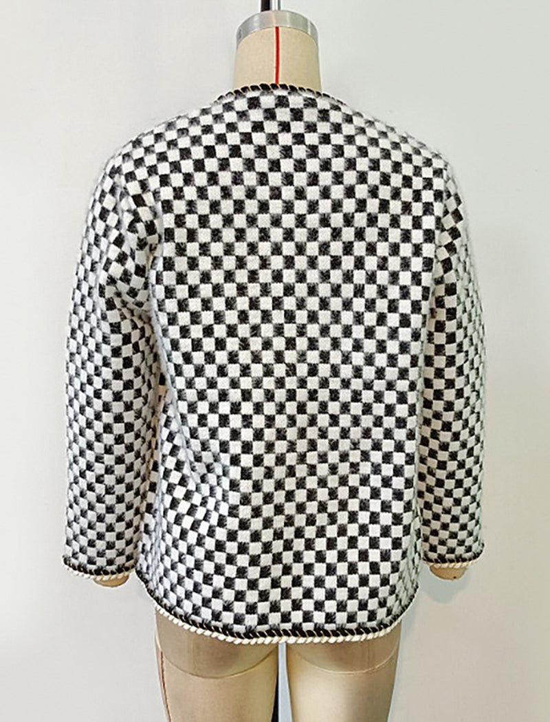 Round Neck Single-Button Long Sleeve Coat