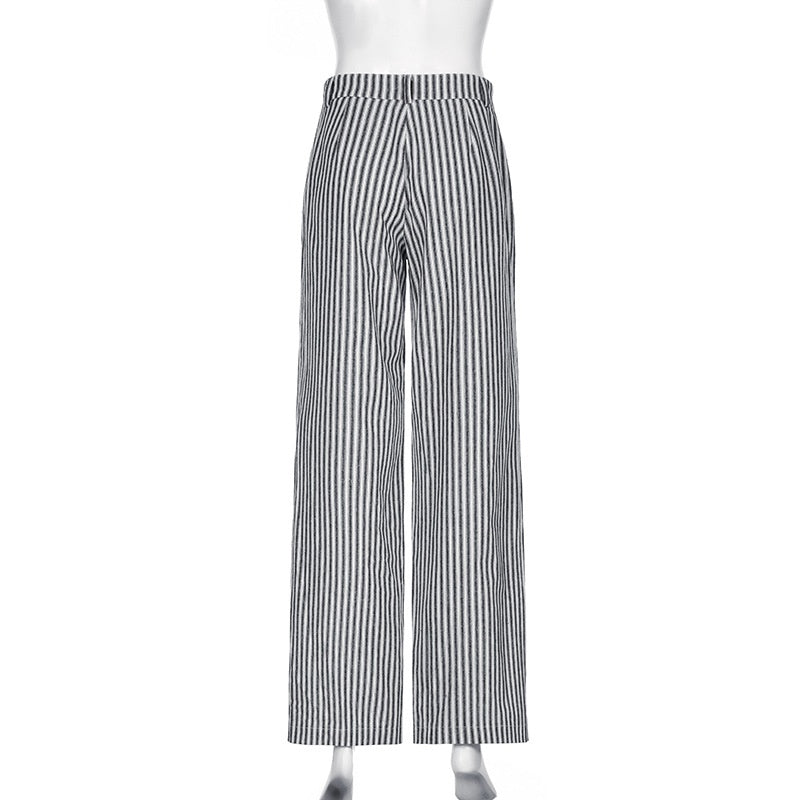 Striped Straight-Leg Casual Pants