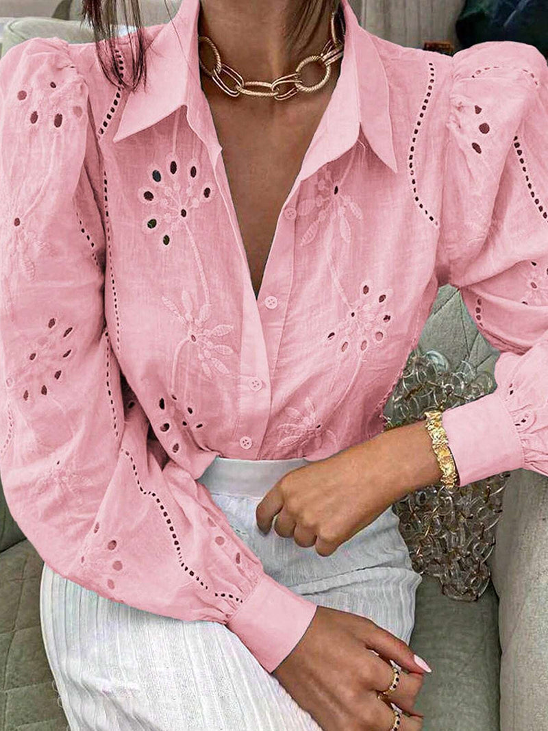 Floral Eyelet Puff Sleeve Blouse