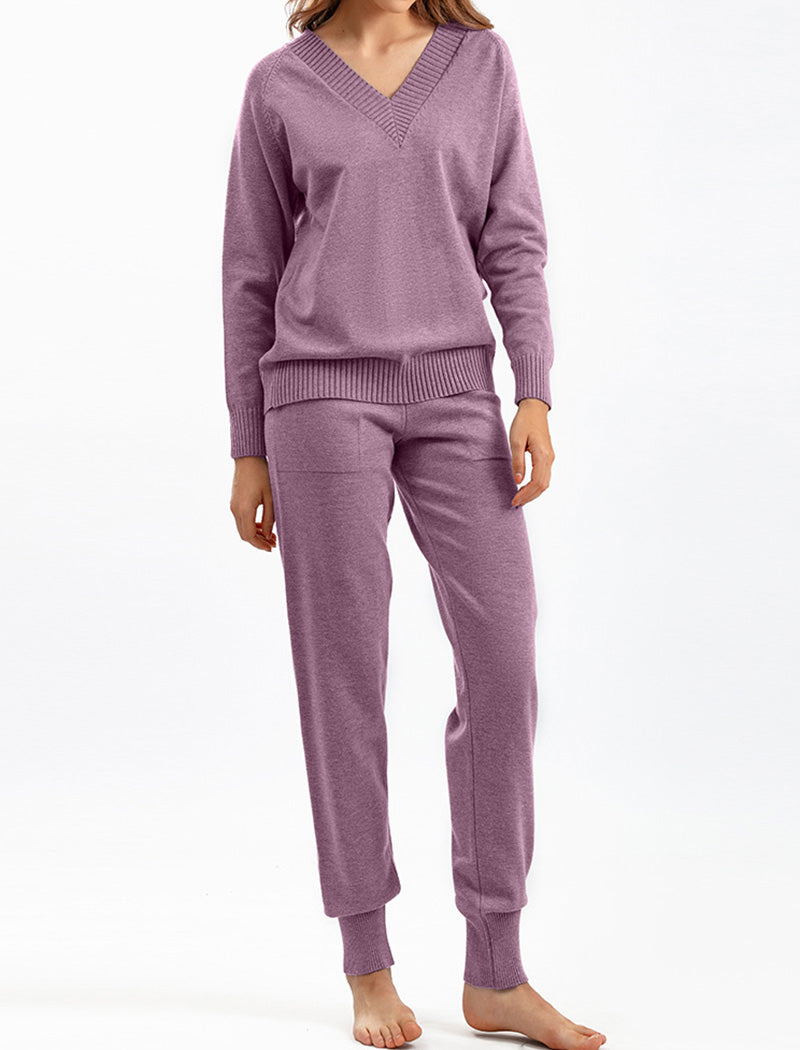 V-Neck Relaxed Knit Set