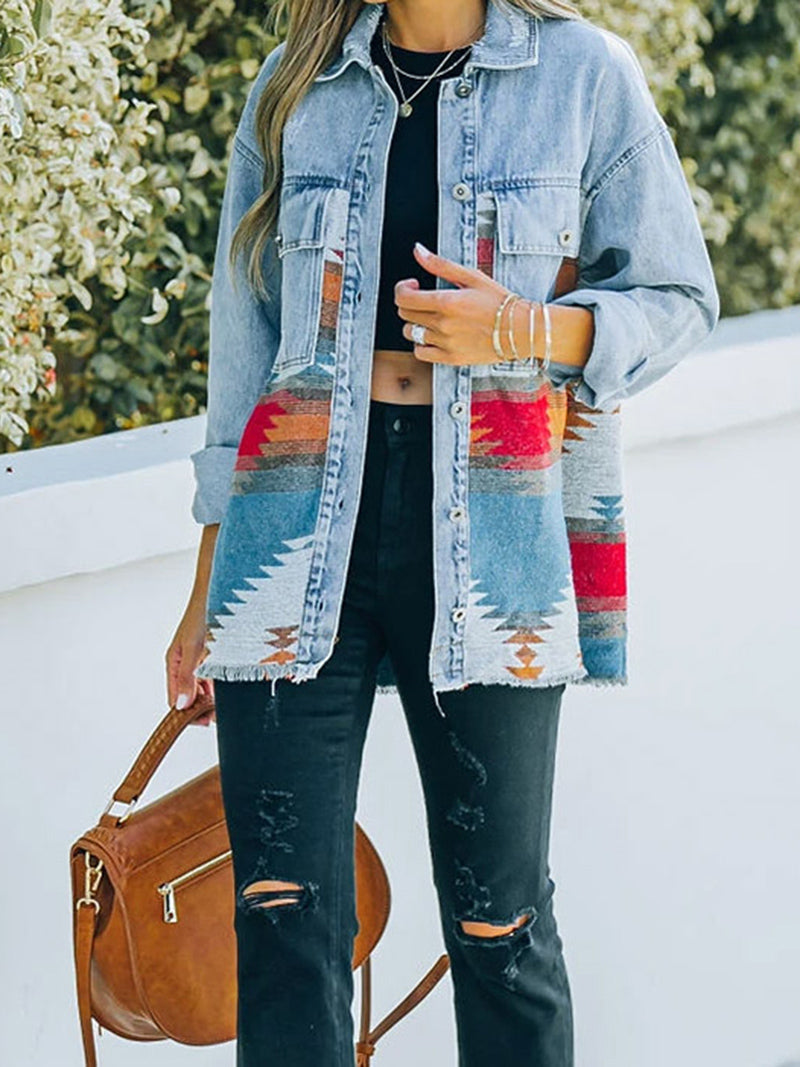 Patchwork Pocket Denim Coat