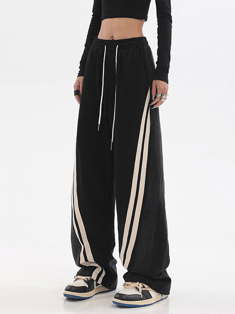 Colorblock Striped Drawstring Pants