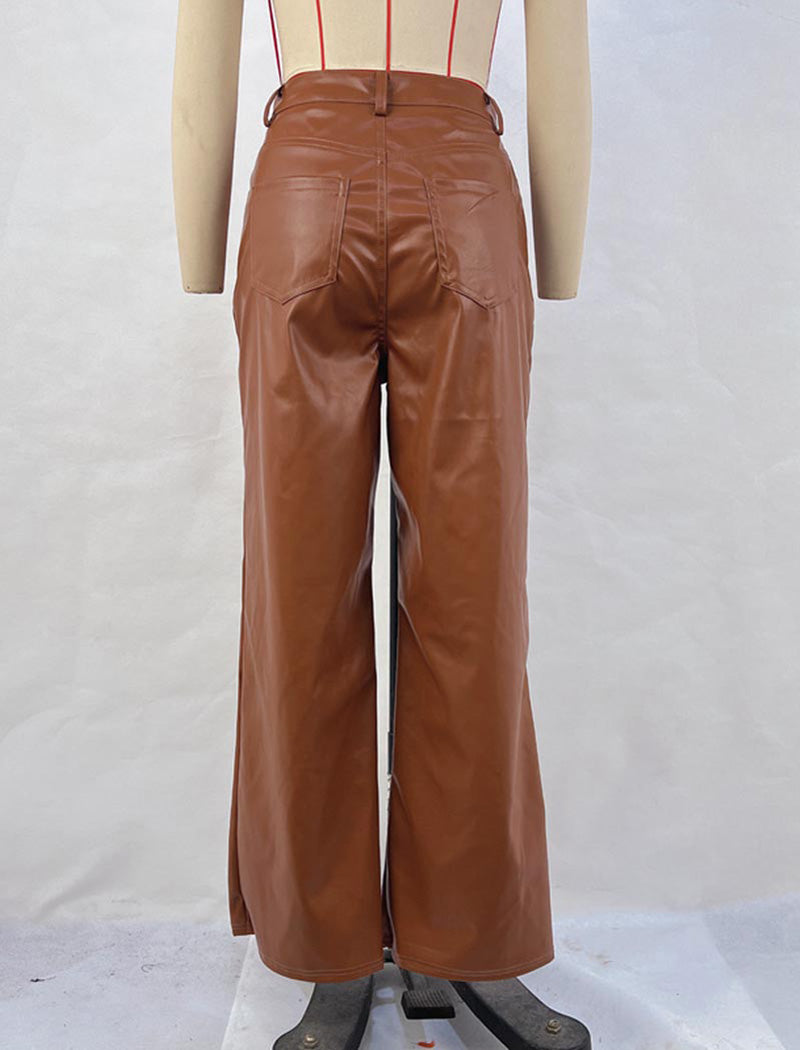 High-Rise Faux Leather Pants