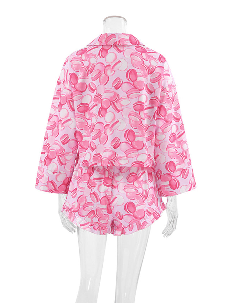 Ruffle-Trim Short Pajama Set