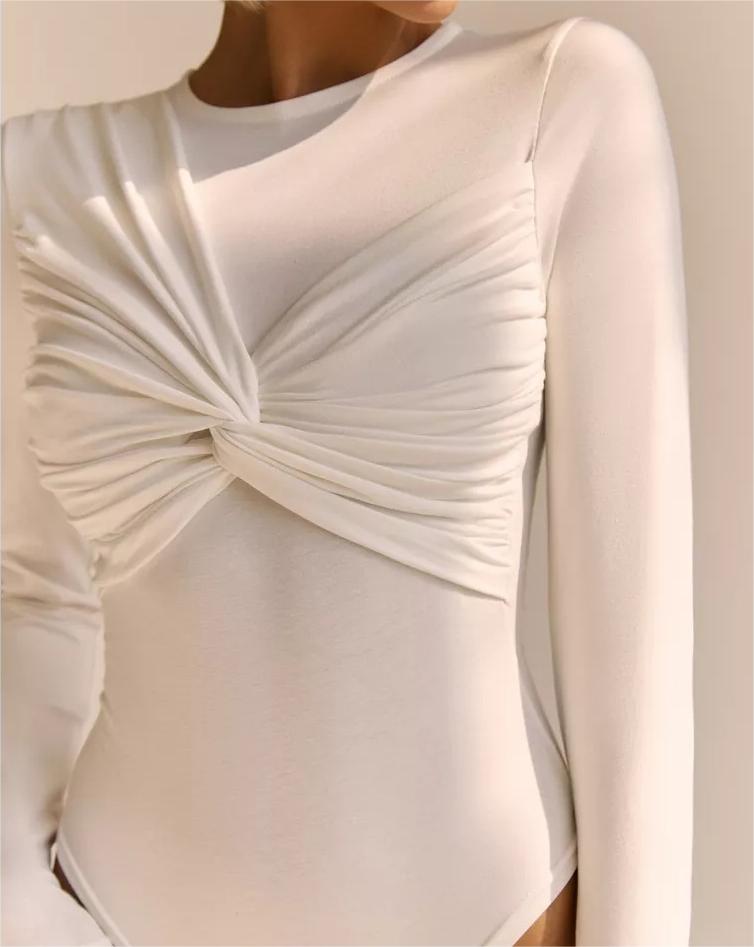 Knotted Front Long Sleeve Bodysuit