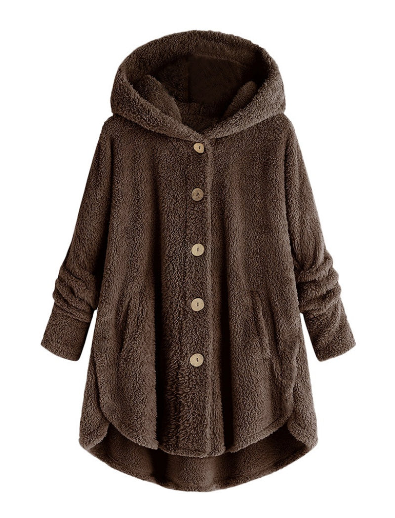 Button-Up Cozy Hooded Jacket