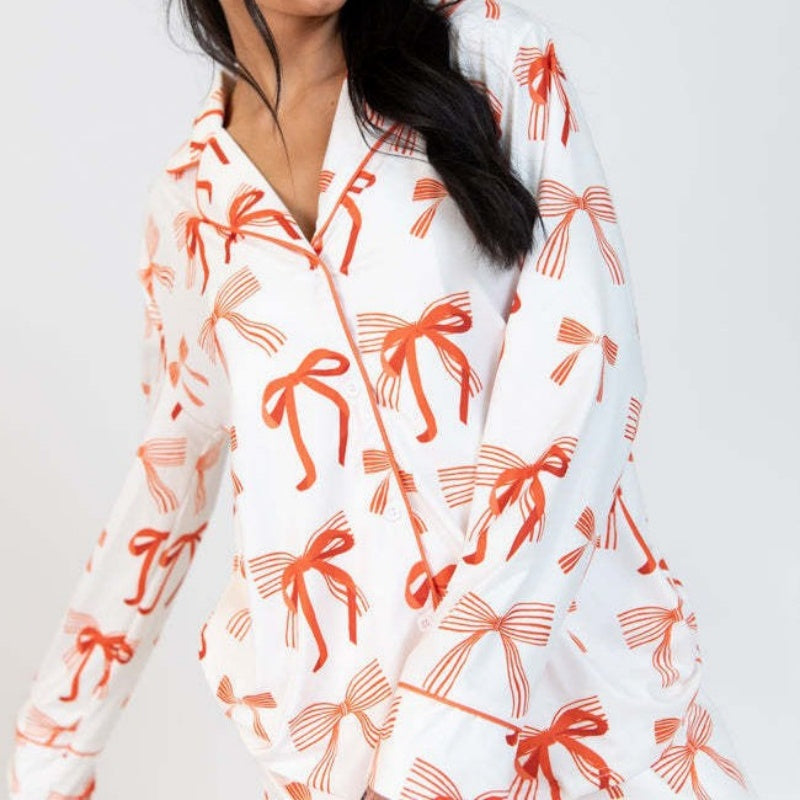Butterfly Print Long Sleeve Pajama Set
