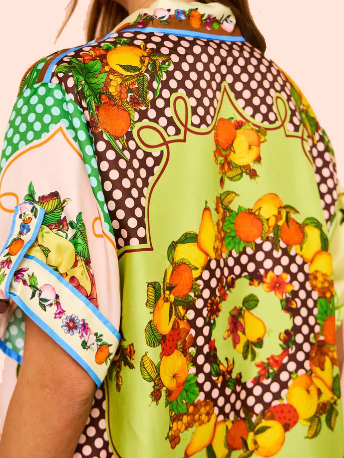 Fruit Print Shirt and Pants Set