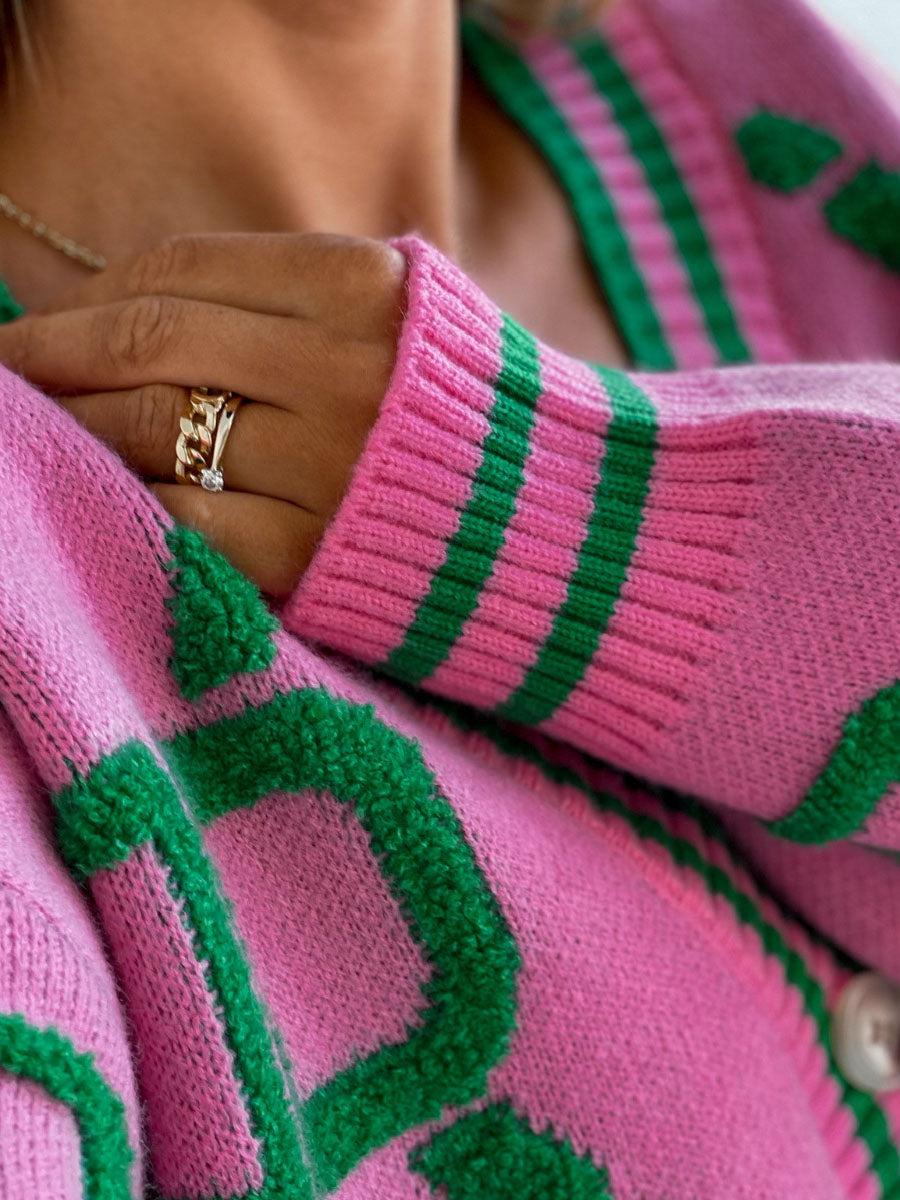Graphic Button Cardigan