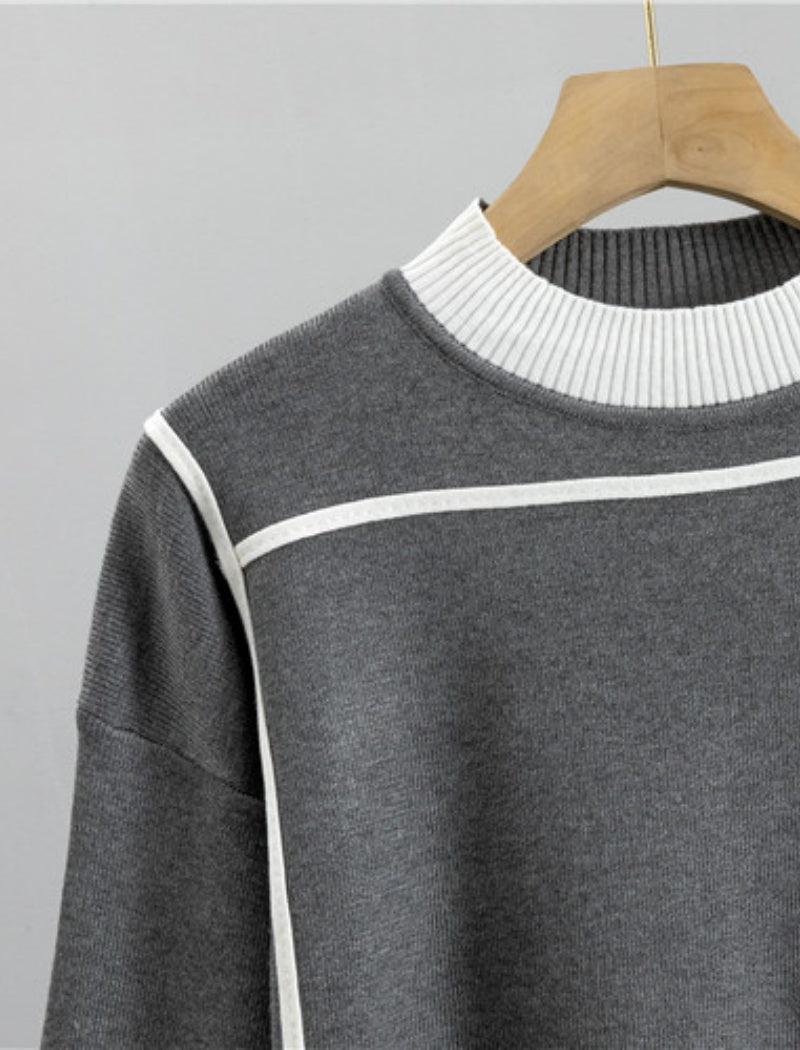 Two-Piece Knit Lounge Set with Contrast Trim