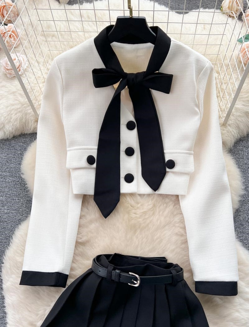 Cropped Jacket and Pleated Skort Set