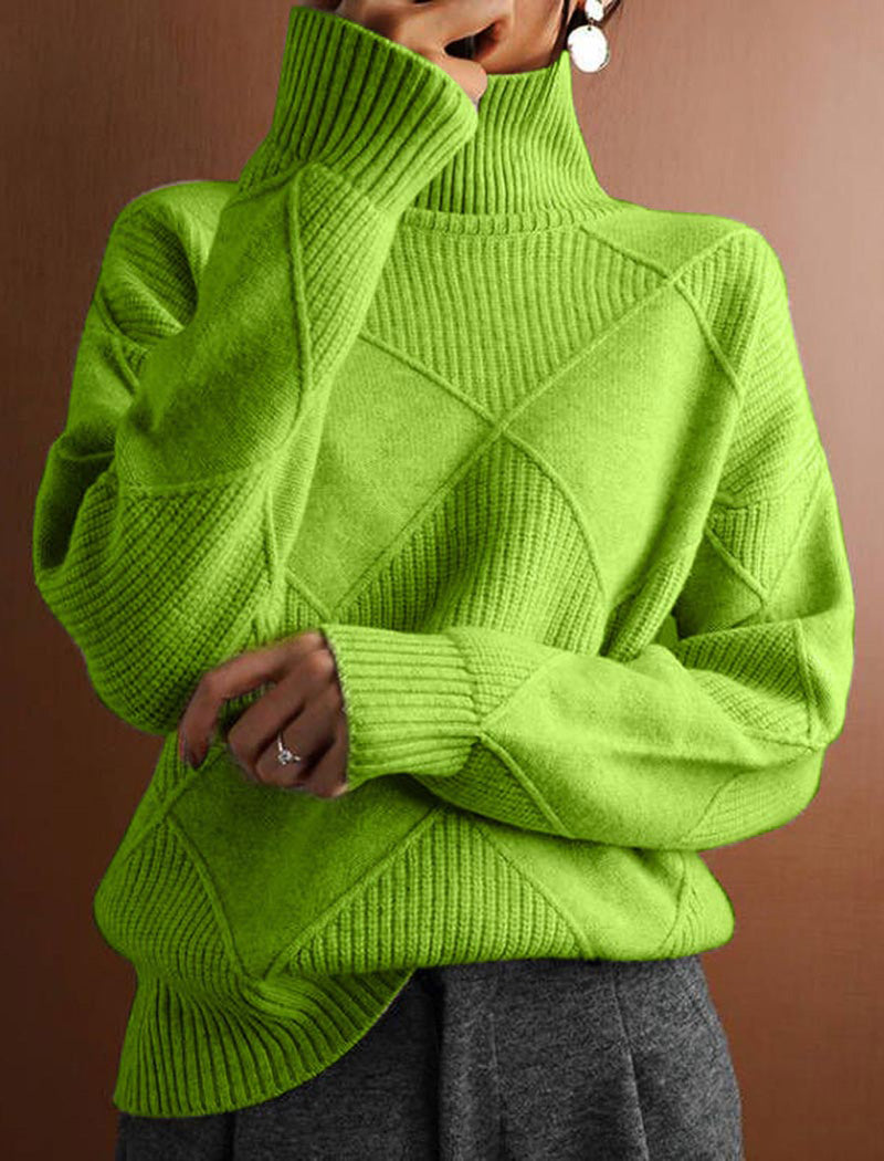 Oversized Turtleneck Knit Pullover
