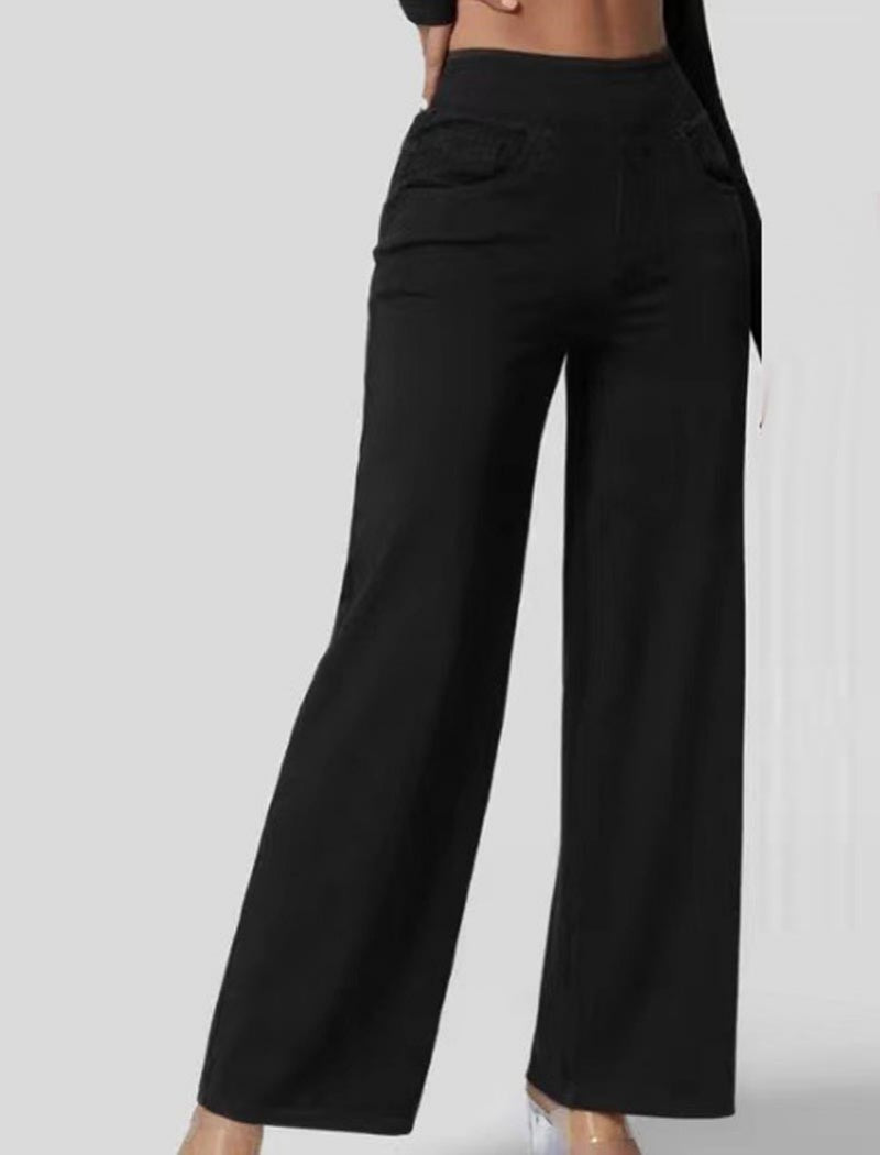 High-Waisted Wide-Leg Denim Pants