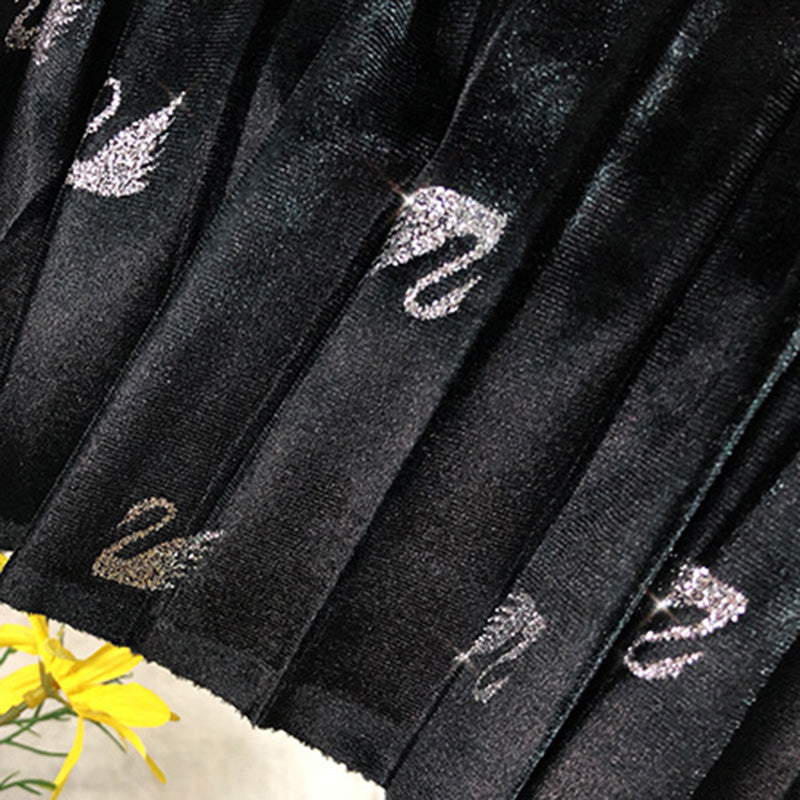 Pleated Metallic Midi Skirt