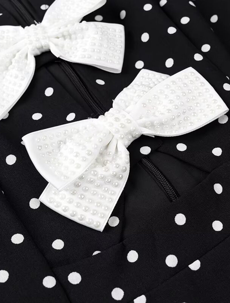 Polka Dot Bow Tie Mini Dress