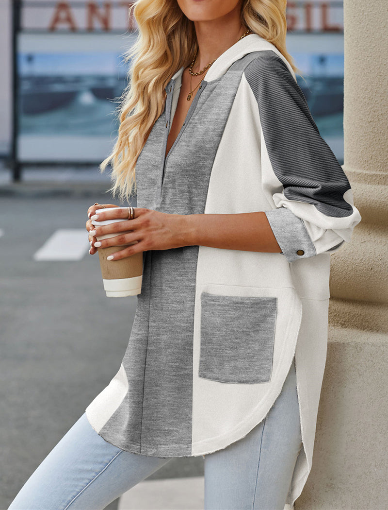 Colorblock Hoodie with Pockets