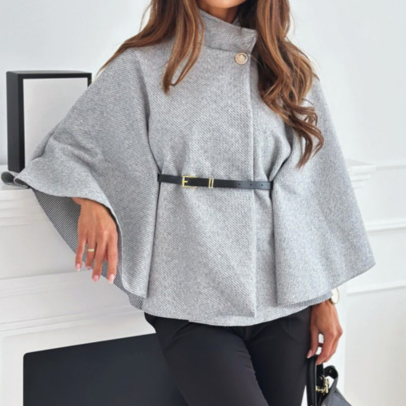 Waist-Tie Wool Cape Coat