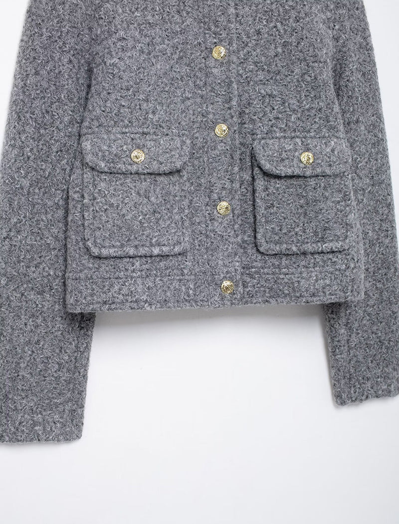 Pearl Tweed Round Neck Cropped Jacket