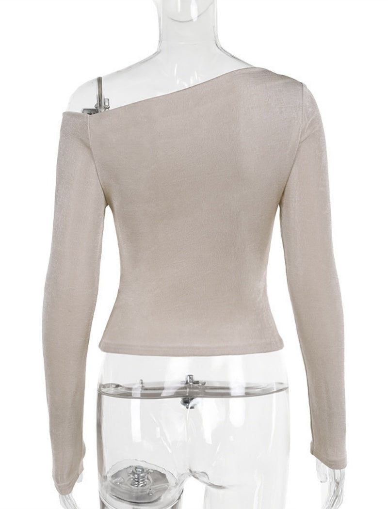 Ruched Off-Shoulder Long Sleeve Top