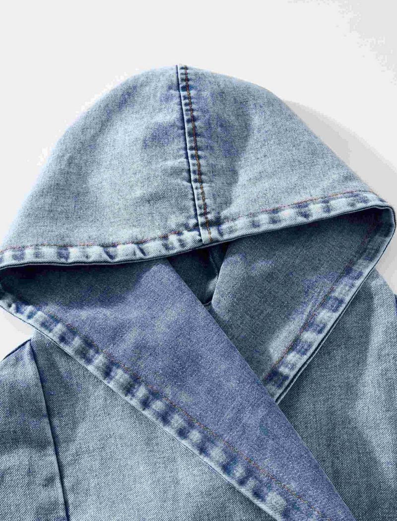 Drawstring Hooded Denim Jacket