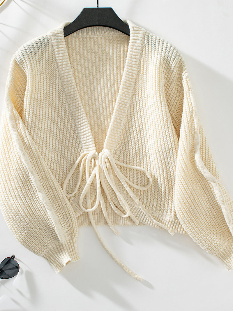 Knotted V-Neck Sweater