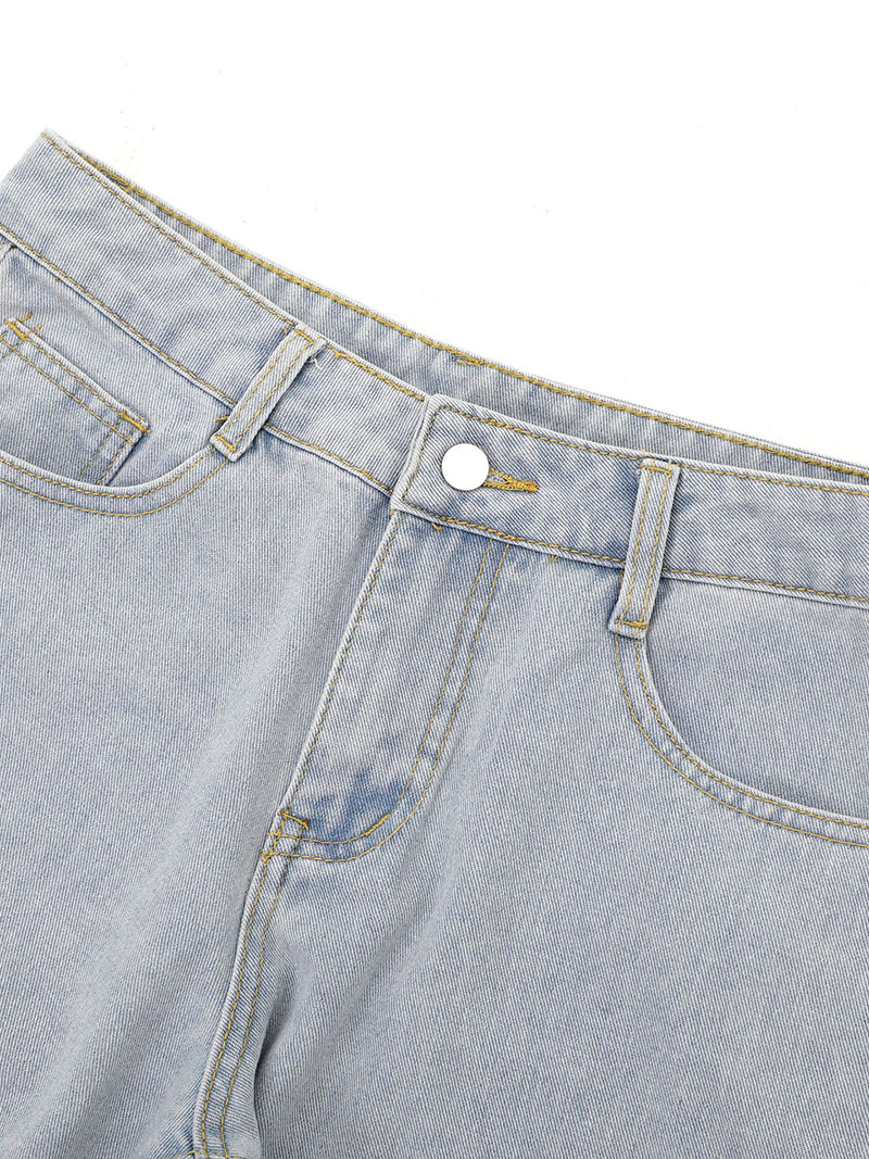 Side-Slit Chain-Detail Denim Pants