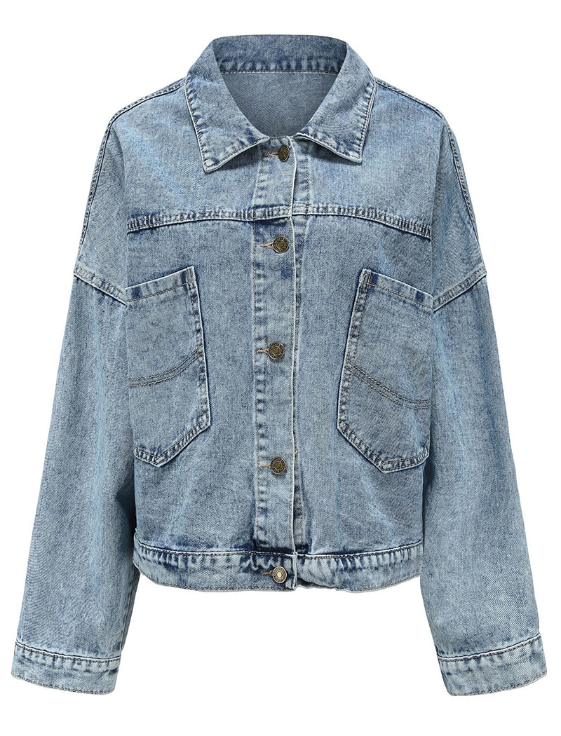 Oversized Denim Jacket with Large Pockets