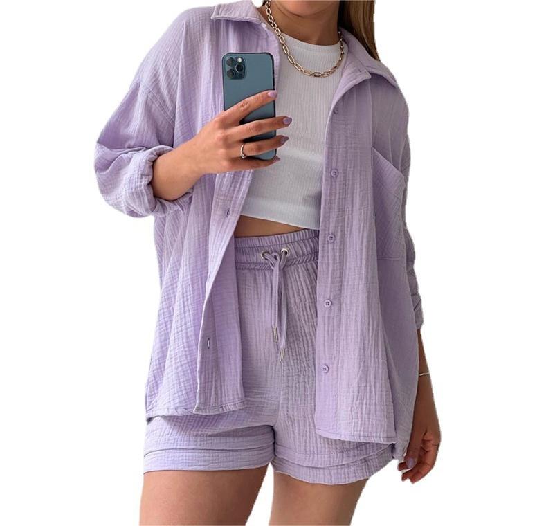 Casual Shirt and Drawstring Shorts Set