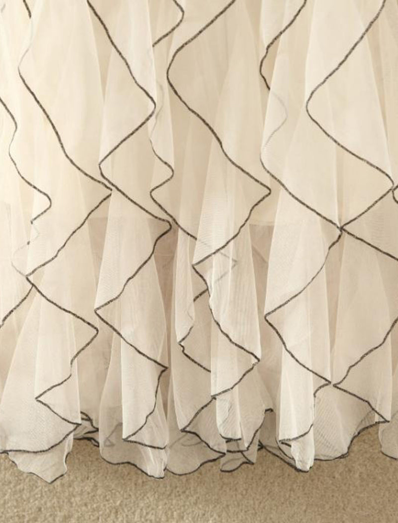 Mesh Midi Skirt with Wavy Patterns