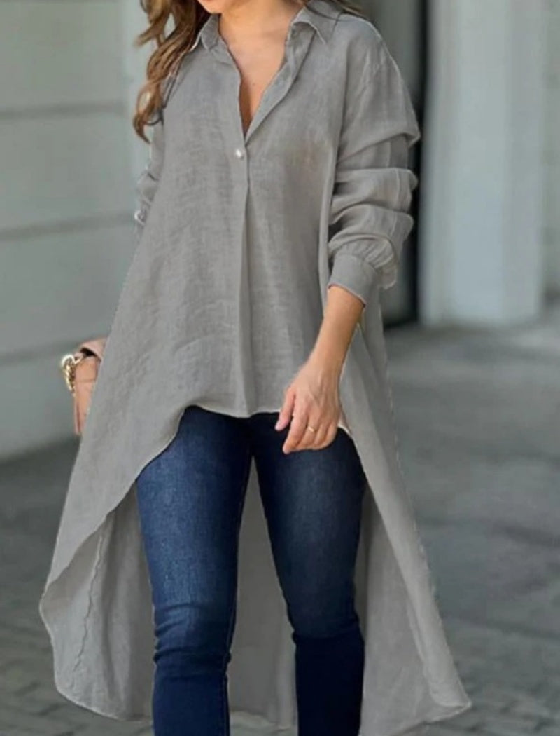 Oversized Asymmetric Shirt Tunic