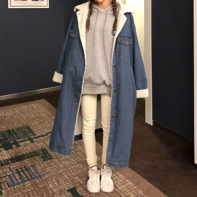 Longline Denim Sherpa Coat