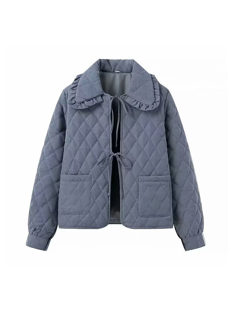 Ruffle Collar Quilted Jacket