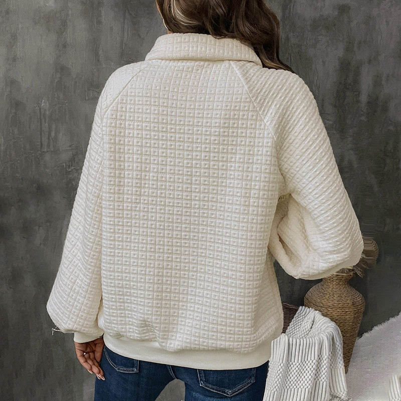 Textured Button-Up Sweater with Relaxed Fit