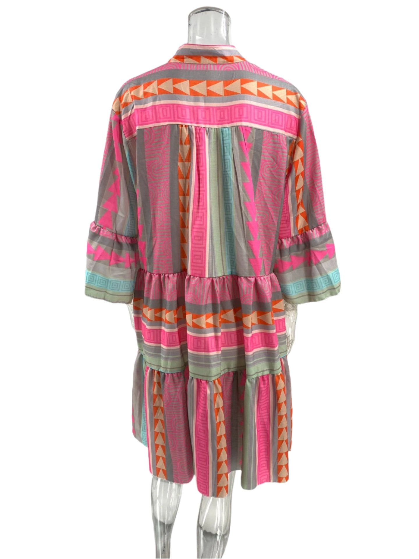 Graphic Flare-Sleeve Mini Dress