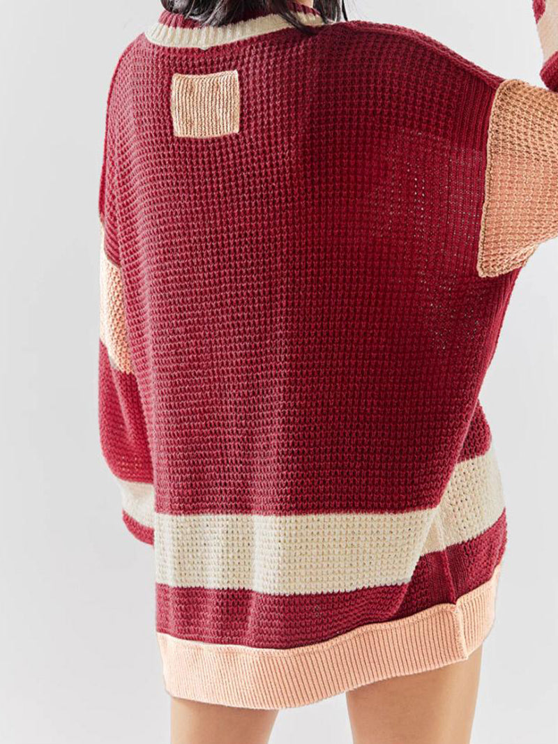 Striped Button-Up Cardigan