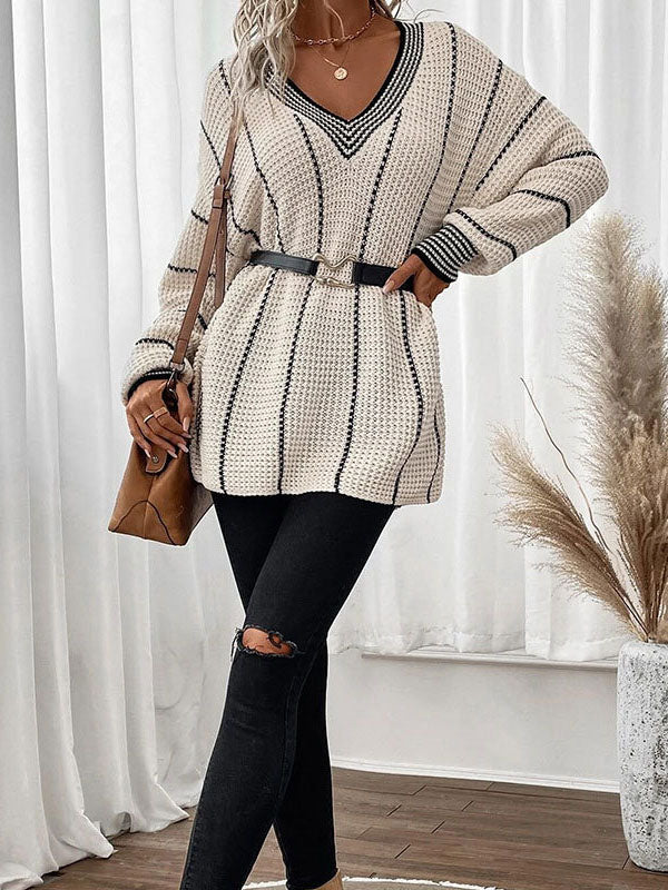 Striped Knit Oversized Sweater