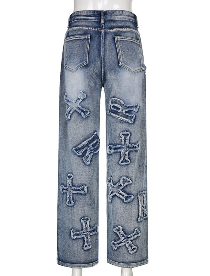 Ripped Embellished Boyfriend Jeans