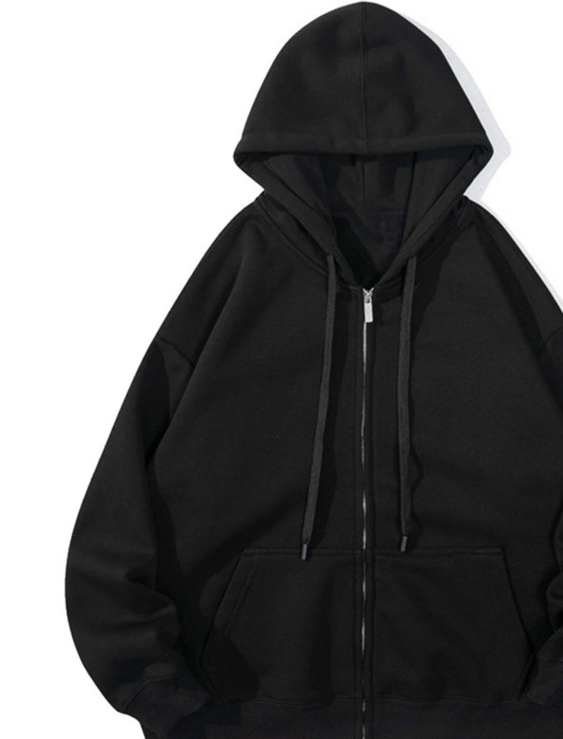 Hooded Solid Drawstring Jacket