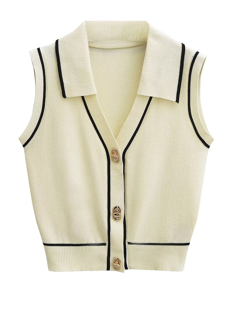 Sleeveless Button-Up Knit Vests