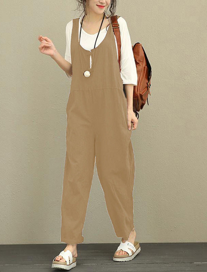 Loose-Fit Sleeveless Overalls