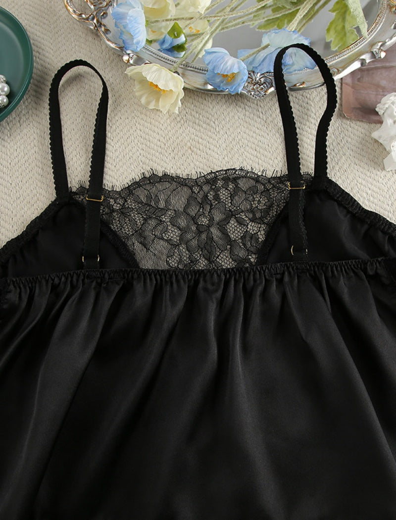 Lace-Trim Satin Cami and Shorts Sleep Set