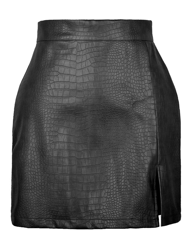Faux Leather Mini Skirt with Textured Finish