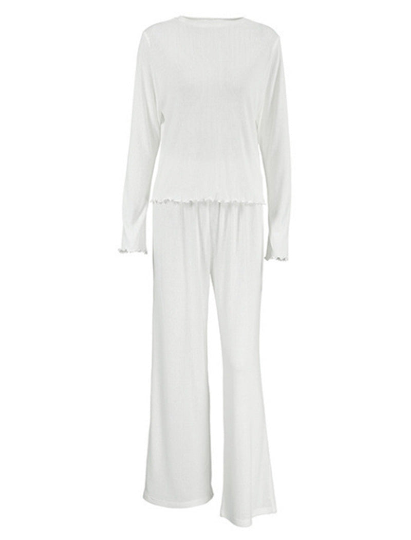 Ribbed Lounge Set with Long Sleeves