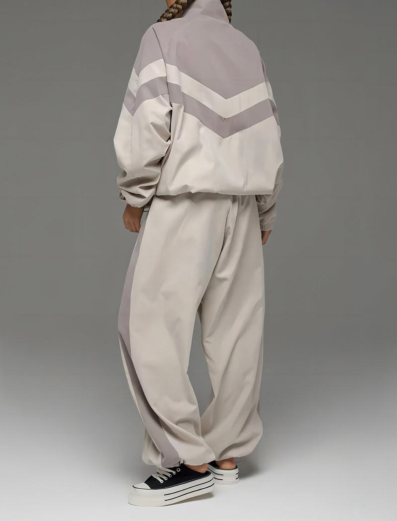 Striped Color-Block Jacket and Jogger Set