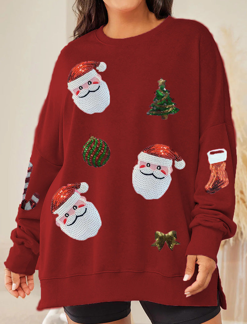 Santa and Christmas Tree Embellished Top
