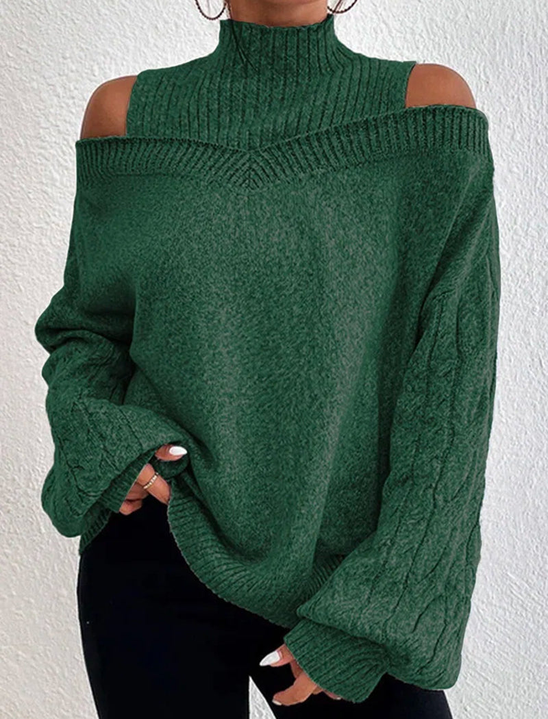 Cold Shoulder Turtleneck Sweater