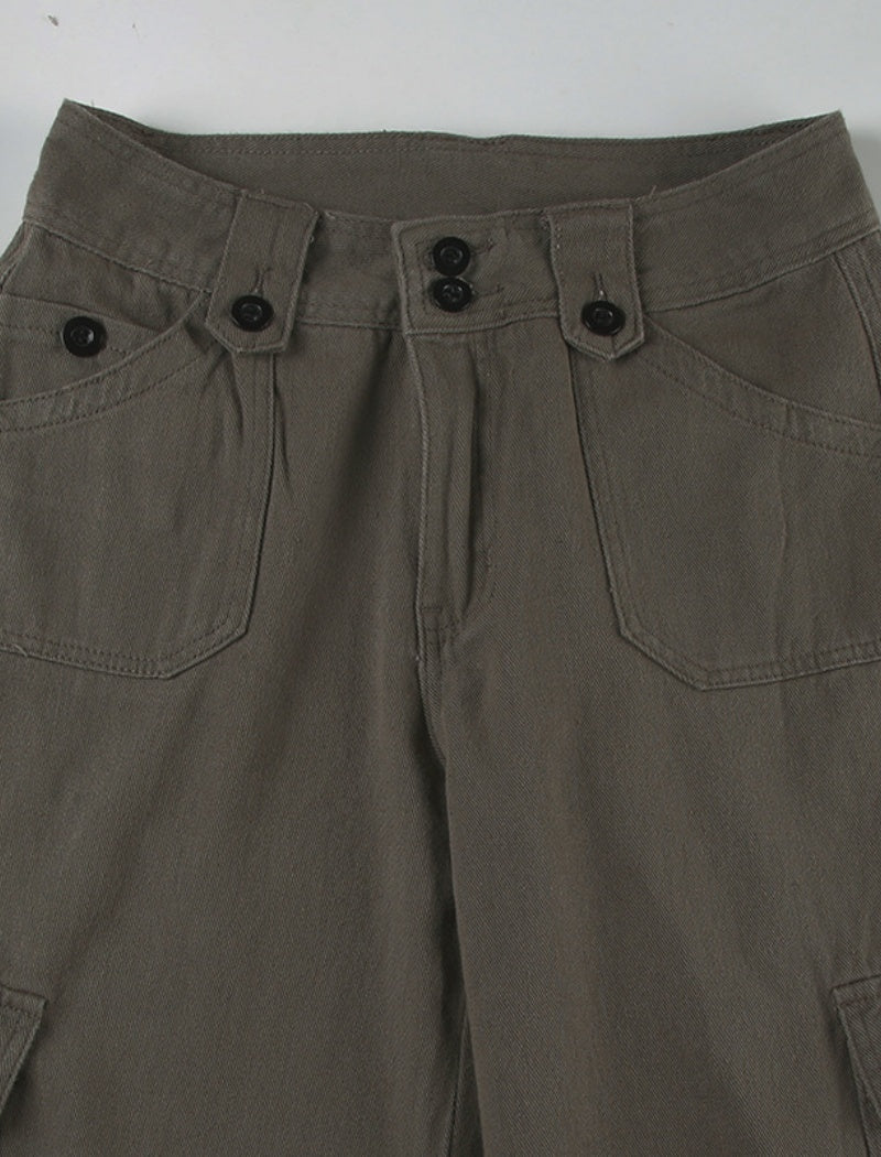 Buttoned Wide-Leg Jeans