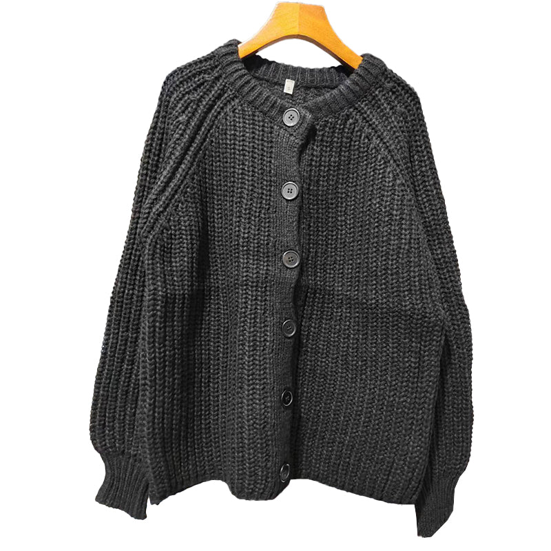 Solid Button-Front Cardigan
