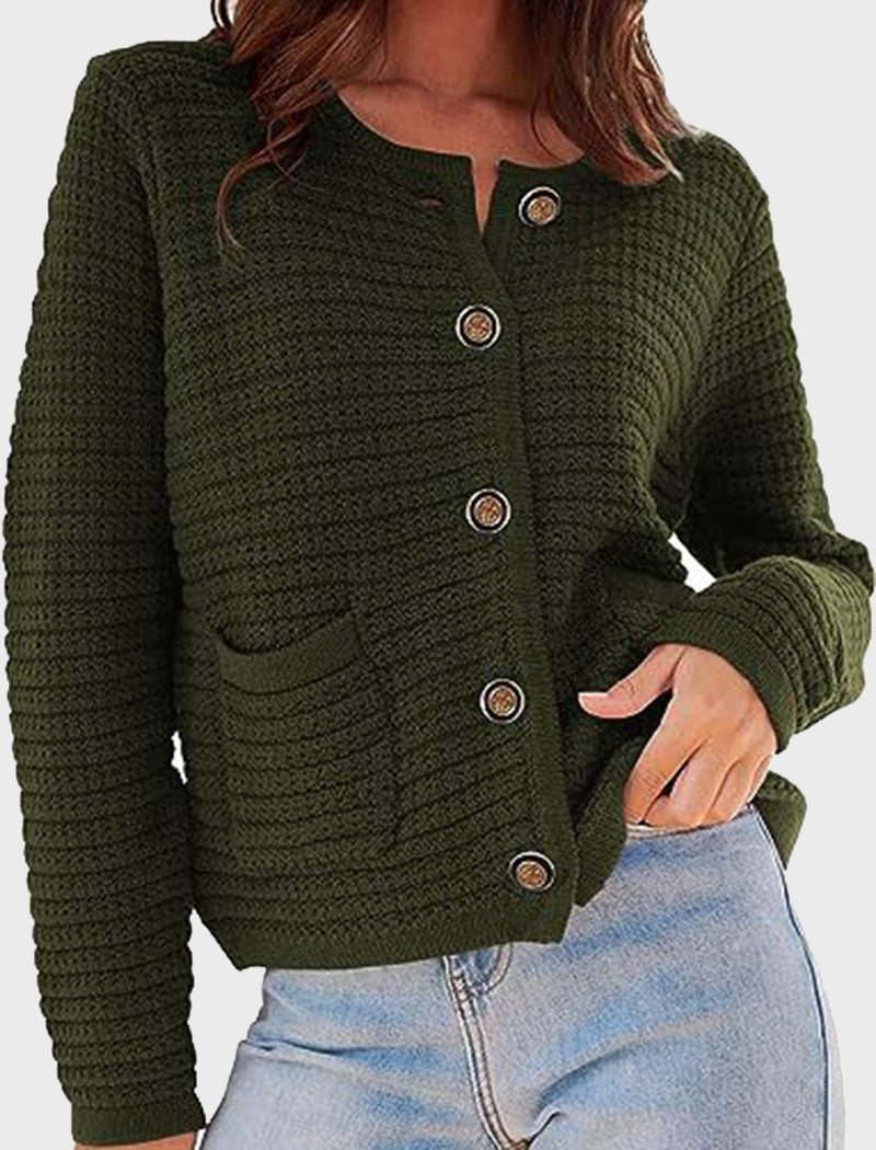 Textured Button-Up Cardigan