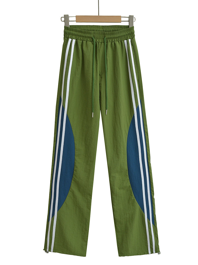 Colorblock Striped Wide-Leg Pants